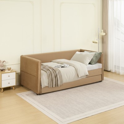 Pat cu pat suplimentar extensibil, maro, 90x200, TALNIA