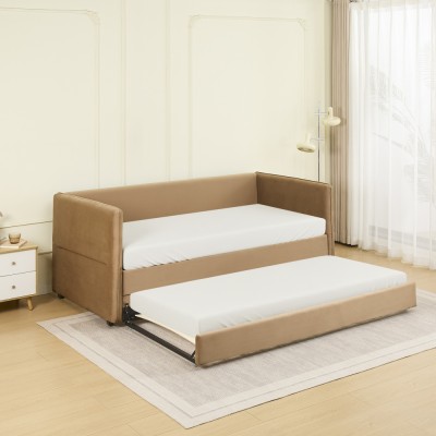 Pat cu pat suplimentar extensibil, maro, 90x200, TALNIA