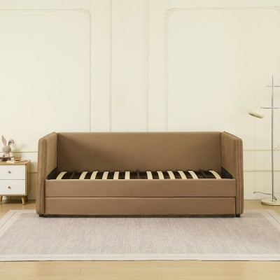 Pat cu pat suplimentar extensibil, maro, 90x200, TALNIA