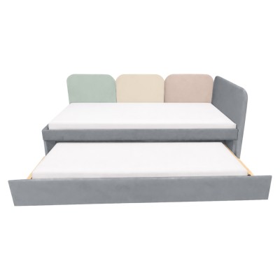 Pat cu pat suplimentar, gri/amestec de culori, 90x200, DUHA