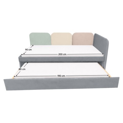 Pat cu pat suplimentar, gri/amestec de culori, 90x200, DUHA