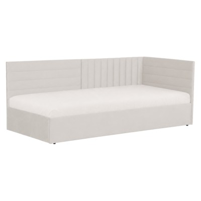 Pat cu somieră, 90x200, ţesătură crem Velvet, MEVIA