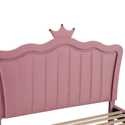 Pat cu somieră, 90x200, ţesătură Velvet roz, RANIA