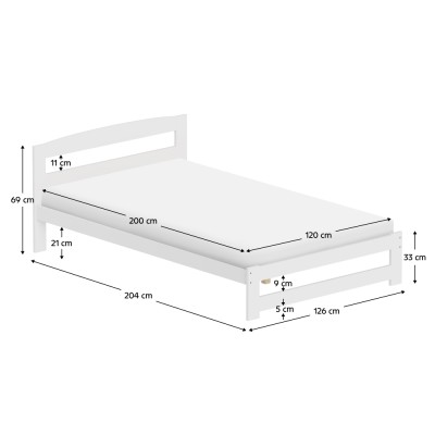 Pat cu somieră, alb, 120x200, AZRA