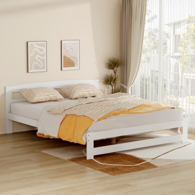 Pat cu somieră, alb, 160x200, AZRA