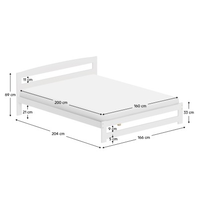 Pat cu somieră, alb, 160x200, AZRA