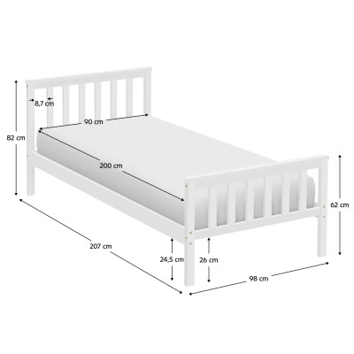 Pat cu somieră, alb, 90x200, ANATRA