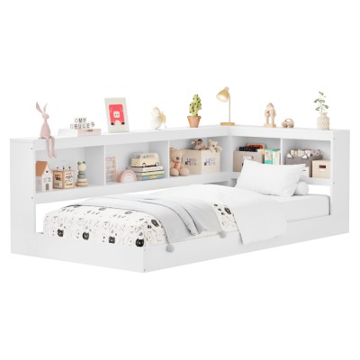 Pat cu somieră, alb, 90x200, TOSIA