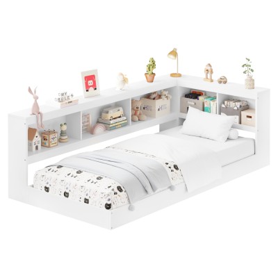 Pat cu somieră, alb, 90x200, TOSIA