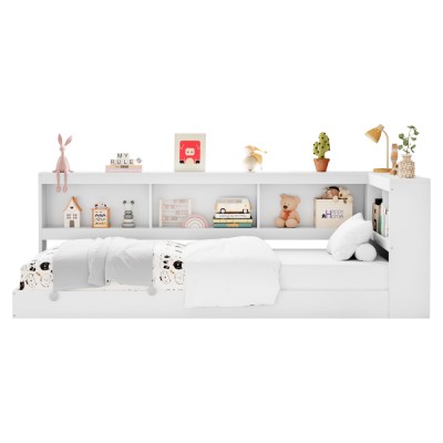 Pat cu somieră, alb, 90x200, TOSIA