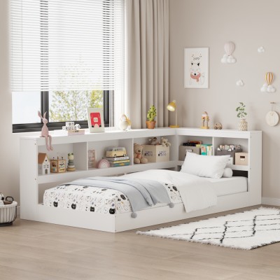 Pat cu somieră, alb, 90x200, TOSIA