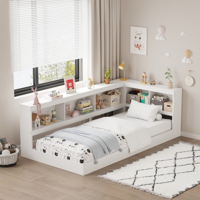 Pat cu somieră, alb, 90x200, TOSIA