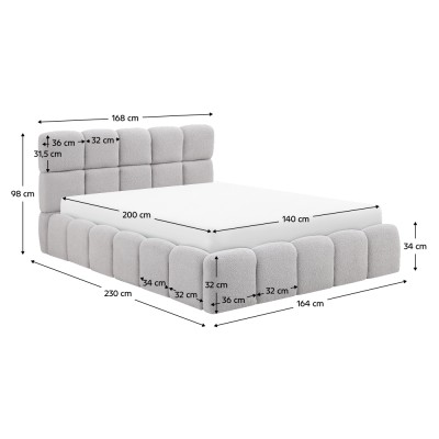 Pat cu somieră metalică şi spaţiu de depozitare, 140x200, gri, SORELA