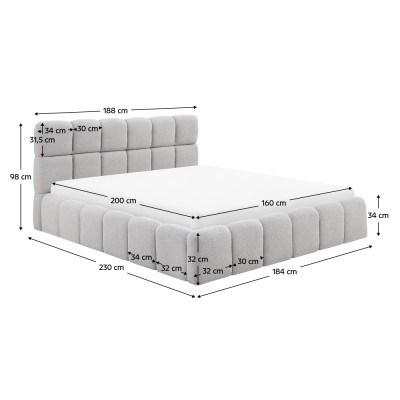 Pat cu somieră metalică şi spaţiu de depozitare, 160x200, gri, SORELA