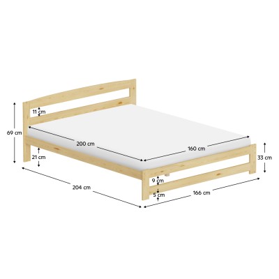 Pat cu somieră, natural, 160x200, AZRA