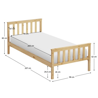 Pat cu somieră, natural, 90x200, ANATRA
