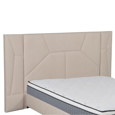 Pat cu somieră şi iluminare LED, 160x200, ţesătură Velvet bej, ALTESA