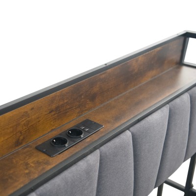 Pat cu somieră şi pat suplimentar extensibil, 160x200, negru/gri, NORDO