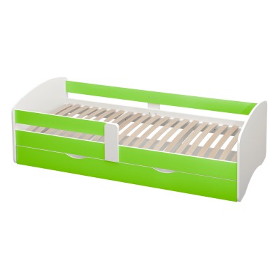 Pat cu somieră şi spaţiu de depozitare 80x160, alb/verde, COCOLINO
