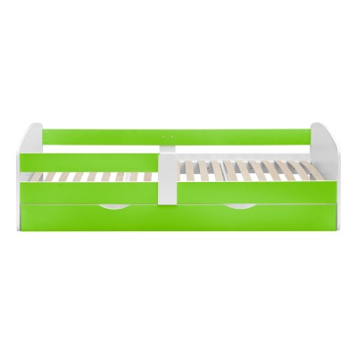 Pat cu somieră şi spaţiu de depozitare 80x160, alb/verde, COCOLINO