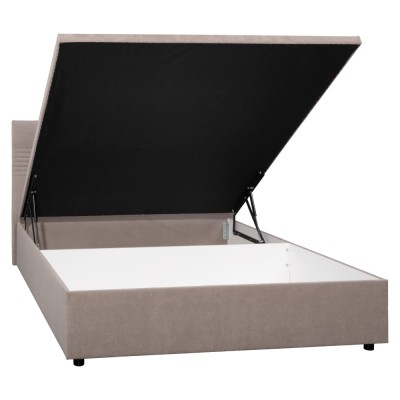 Pat cu spaţiu de depozitare, 160x200, alb, RUNOL