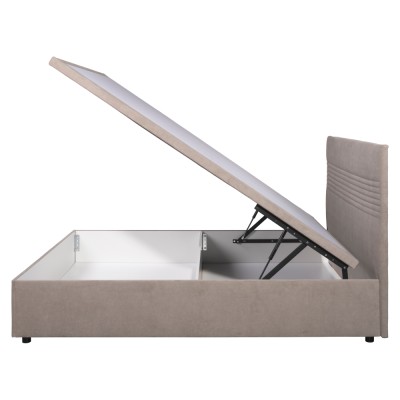 Pat cu spaţiu de depozitare, 160x200, alb, RUNOL