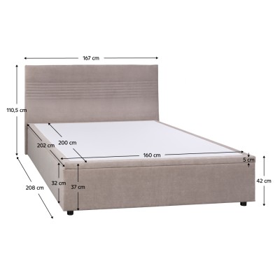 Pat cu spaţiu de depozitare, 160x200, alb, RUNOL