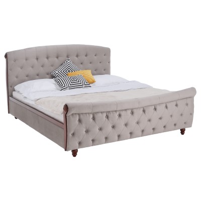 Pat cu spaţiu de depozitare, 180x200, gri-maroniu, ţesătură Taupe Velvet, BARETO