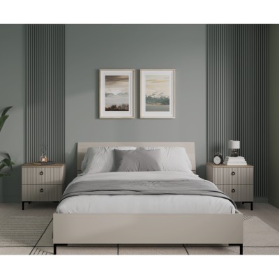 Pat matrimonial, 160x200, gri-maroniu Taupe, DOMCA