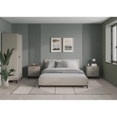 Pat matrimonial, 160x200, gri-maroniu Taupe, DOMCA