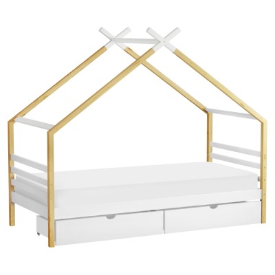 Pat Montessori, alb/maro, 90x200, TARA