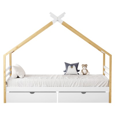 Pat Montessori, alb/maro, 90x200, TARA