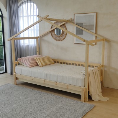 Pat Montessori cu pat suplimentar, natural, 90x200, KESIO