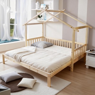 Pat Montessori cu pat suplimentar, natural, 90x200, KESIO