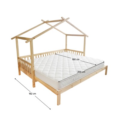 Pat Montessori cu pat suplimentar, natural, 90x200, KESIO