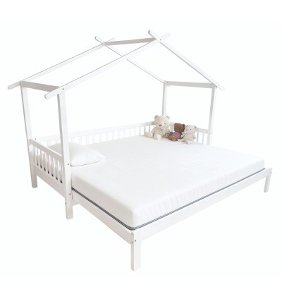 Pat Montessori cu un pat suplimentar, alb, 90x200, KESIO