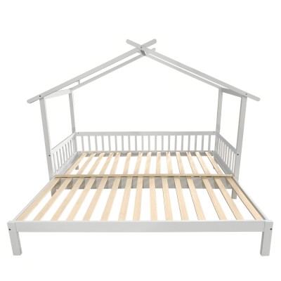 Pat Montessori cu un pat suplimentar, alb, 90x200, KESIO