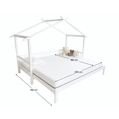 Pat Montessori cu un pat suplimentar, alb, 90x200, KESIO