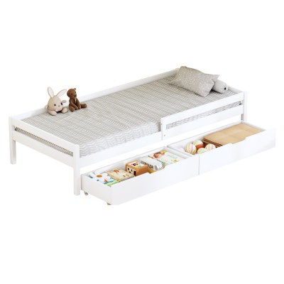 Pat pentru copii cu spaţiu de depozitare, 90x200, alb,  MIX NEW