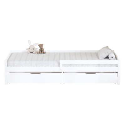 Pat pentru copii cu spaţiu de depozitare, 90x200, alb,  MIX NEW