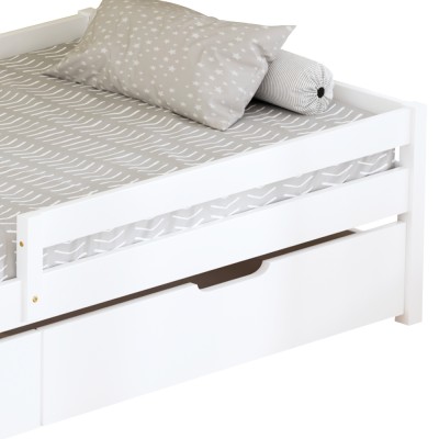 Pat pentru copii cu spaţiu de depozitare, 90x200, alb,  MIX NEW