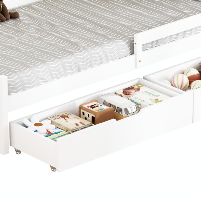 Pat pentru copii cu spaţiu de depozitare, 90x200, alb,  MIX NEW