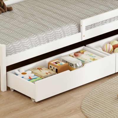 Pat pentru copii cu spaţiu de depozitare, 90x200, alb,  MIX NEW