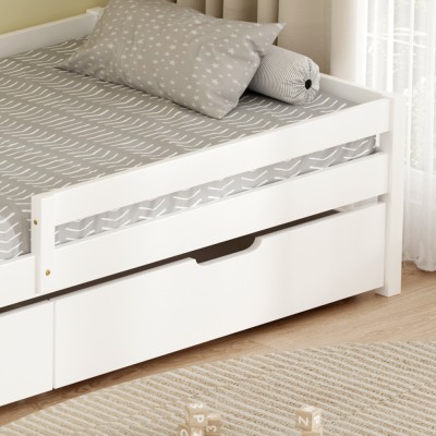 Pat pentru copii cu spaţiu de depozitare, 90x200, alb,  MIX NEW