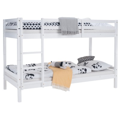 Pat supraetajat, 90x200, lemn masiv, alb, INEZA