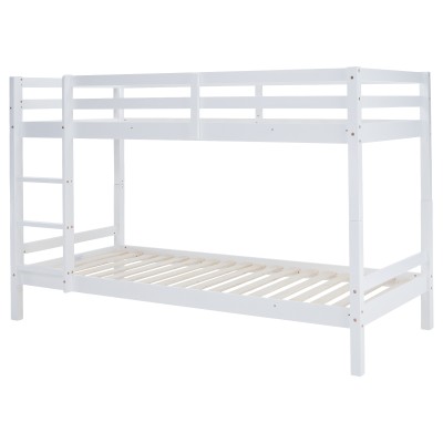 Pat supraetajat, 90x200, lemn masiv, alb, INEZA