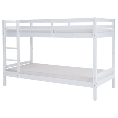 Pat supraetajat, 90x200, lemn masiv, alb, INEZA