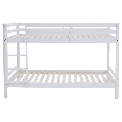 Pat supraetajat, 90x200, lemn masiv, alb, INEZA