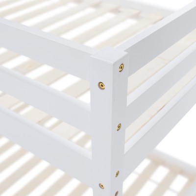 Pat supraetajat, 90x200, lemn masiv, alb, INEZA