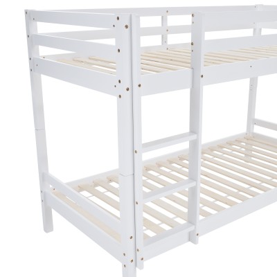 Pat supraetajat, 90x200, lemn masiv, alb, INEZA